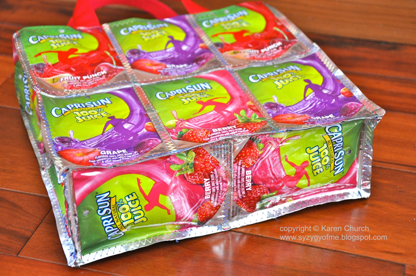 Syzygy of Me Recycled Juice Pouch Tote Bag (and mini tutorial)