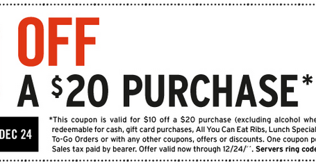 Smokey Bones Printable Coupons September 2015