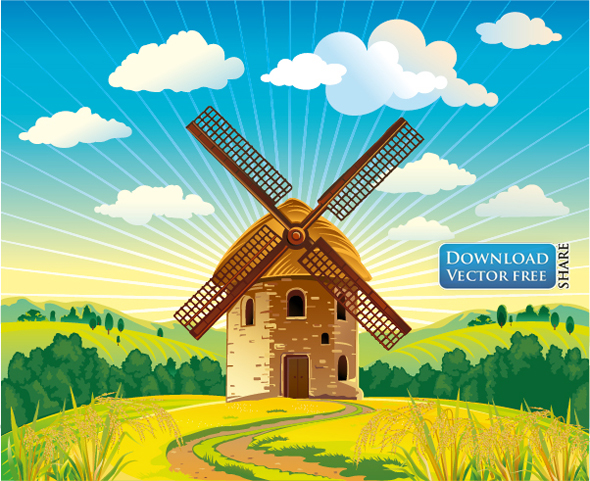 Nền cối xay gió trên cánh đồng lúa chín vector 2027 ~ MrPixelVn - Chia ...