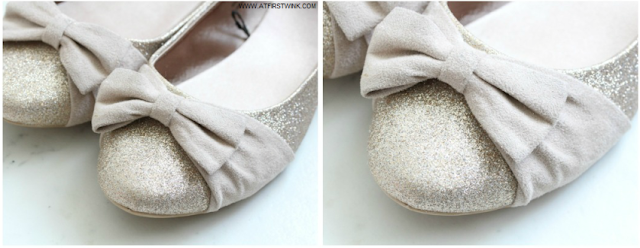 H&M gold glitter flats details