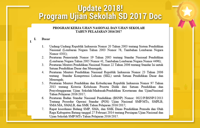 Contoh Program Kerja Ujian Sekolah SD 2017 2018 - Ujian Sekolah SD/Mi