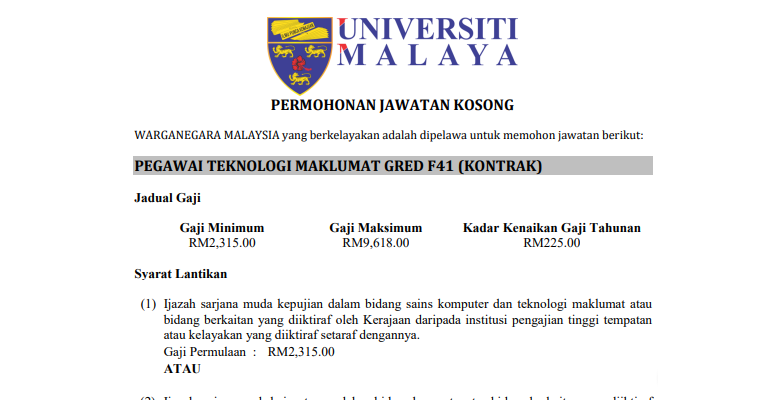 Permohonan universiti malaya