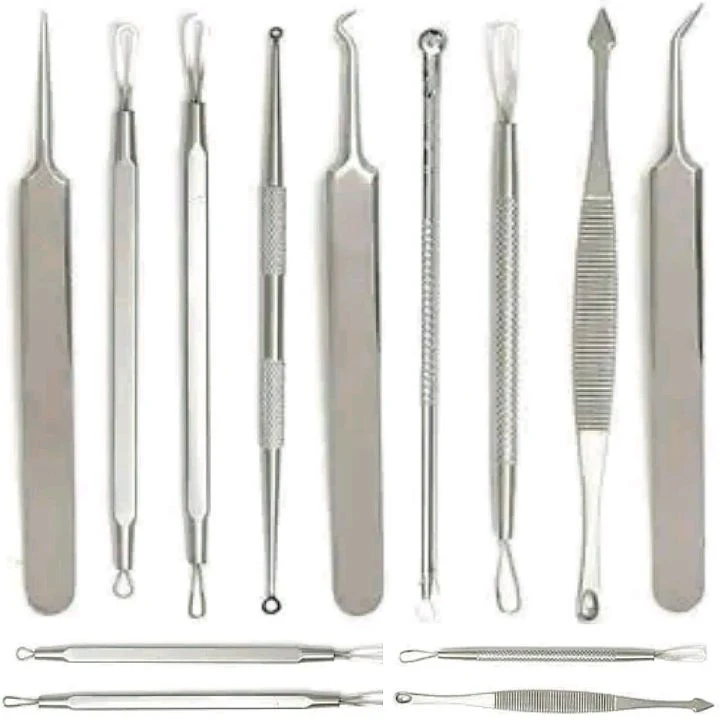Facial Pimples Removal Tool Set - Acne and Blackhead Stainless Steel Remover Kit - Beauty Care