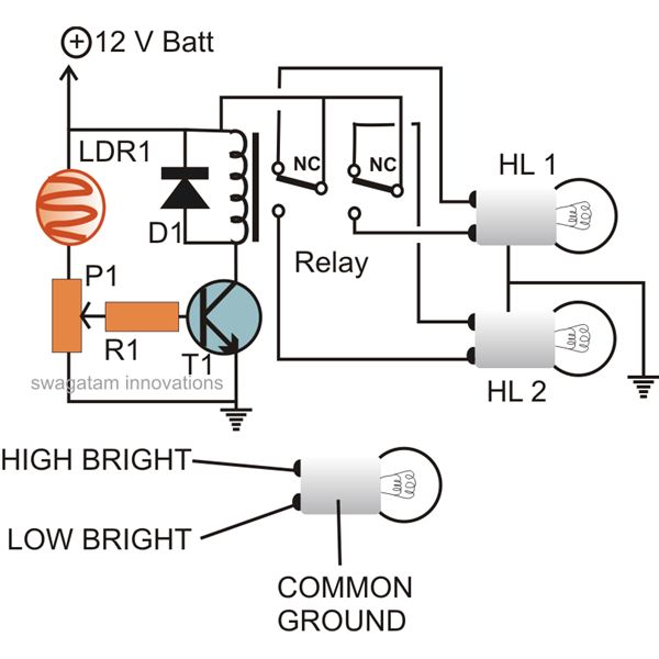 Automatic Headlight Control System Circuit Diagram