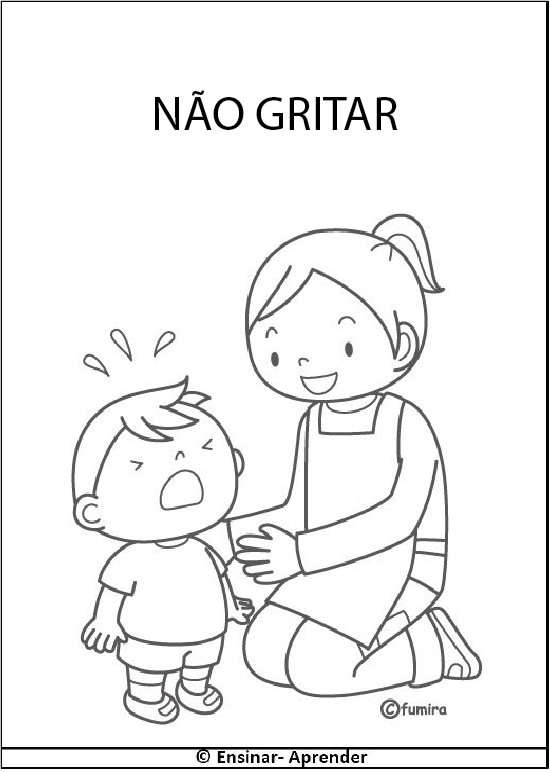 Plaquinha Para Não Gritar na Escola - Desenhos Para Colorir