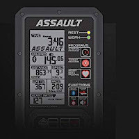 LCD monitor on Assault AirBike Elite, image, with hi-contrast display & performance tracking, HIIT intervals, target & heart rate programs, time goals, distance goals, calorie goals, comp mode, rest & work LEDs, Bluetooth