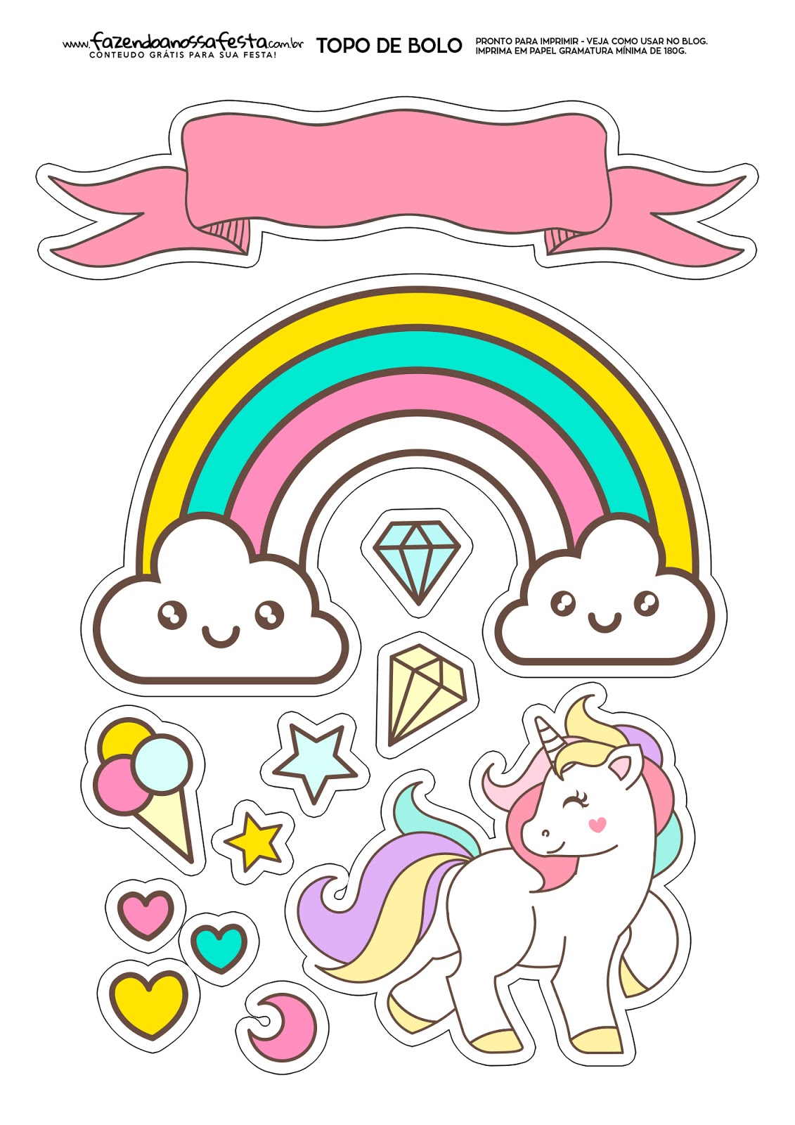 Unicorns Party Free Printable Cake Toppers Oh My Fiesta In English