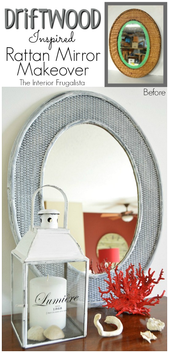 Driftwood Inspired Rattan Oval Mirror Makeover Interior Frugalista