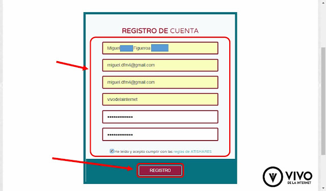 Llenar formulario de registro en AtiShares.