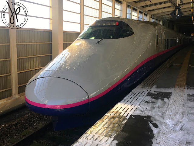 bullet train, snow on platform
