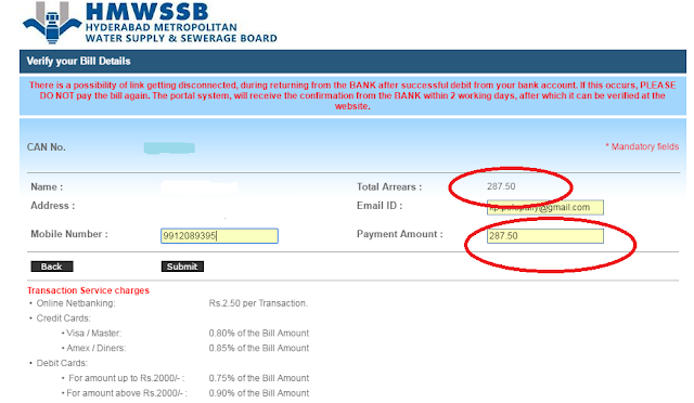 HMWSSB Bill Payment Billdesk