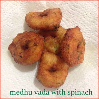 Medhu Vada with Spinach