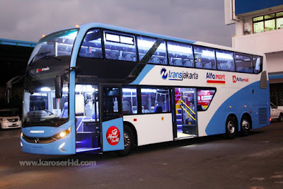 Eksterior bus tingkat paradise new armada terbaru