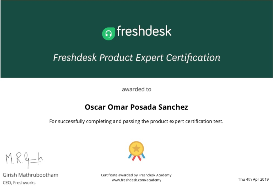 FreshDesk Certification Expert