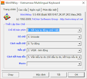 Giao diện chính WinVNKey