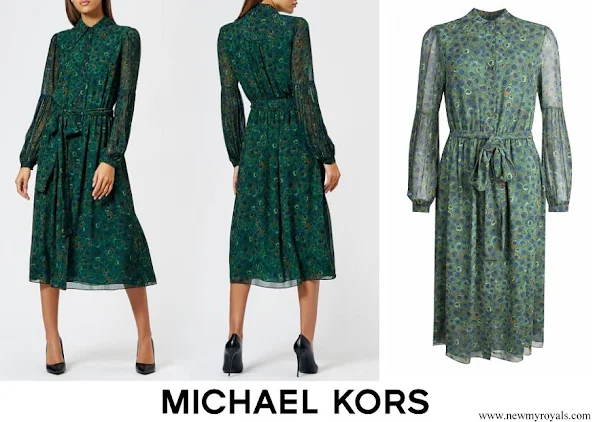 Kate Middleton wore MICHAEL KORS Joule Green Midi Shirt Dress