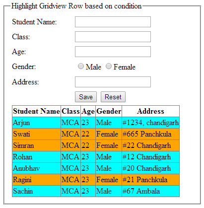 Highlight or change asp.net GridView row background color based on condition