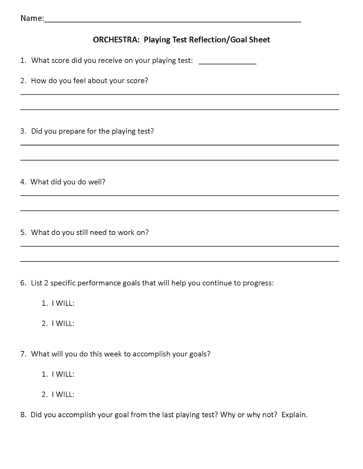 Orchestra Classroom How to do Playing Tests
