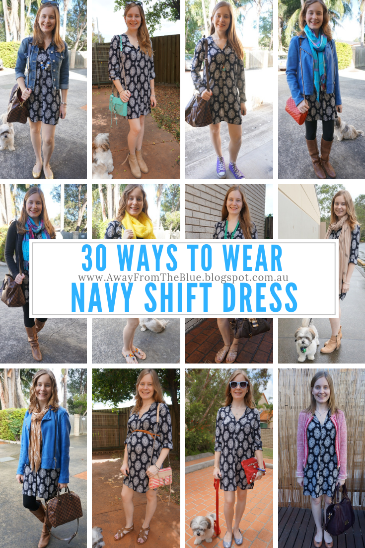 navy shift dress work