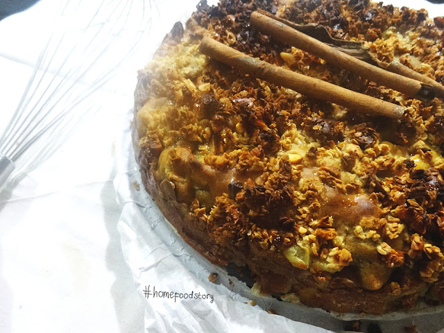 No Sugar, Low Fat, Fruits and Nuts Crumble Cake ||  homefoodstory.blogspot.com
