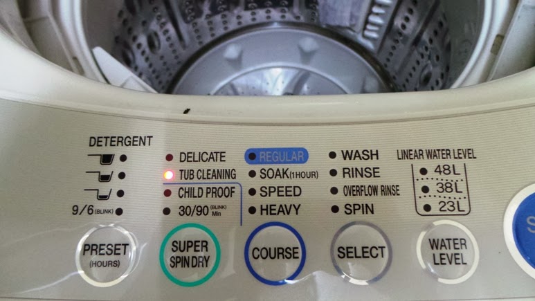 cara cuci mesin basuh dengan tetapan 'tub clean'