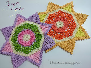 Colorful little crochet doilies, pattern by Patricia Kristoffersen