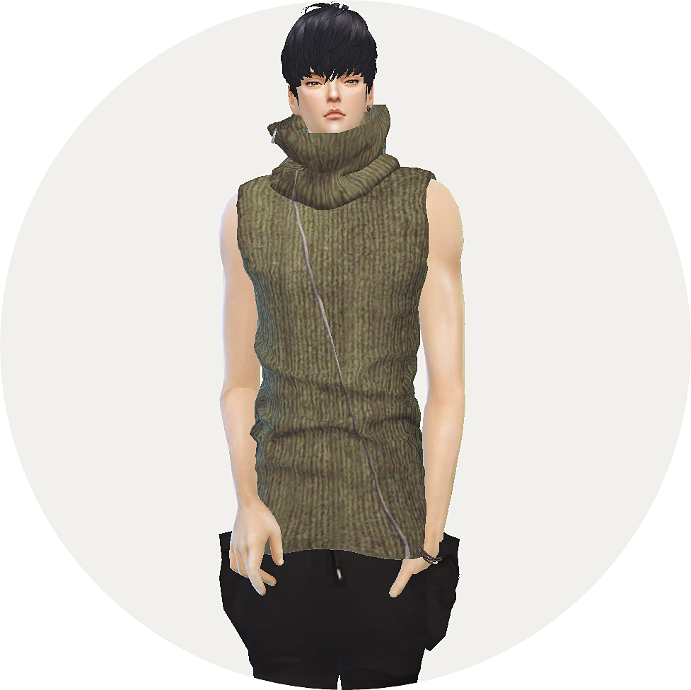 zipper turtleneck_sleeveless version_민소매 지퍼 터틀넥_남성 의상 SIMS4 marigold