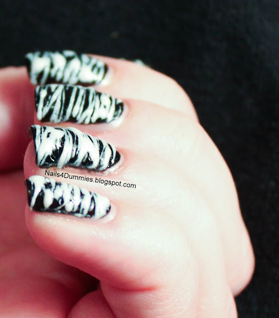 Black and White Sugarspun Nails