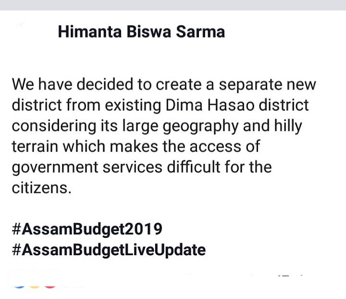 New District likely from existing Dima Hasao district