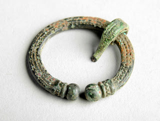 Photograph of a Roman copper bracelet