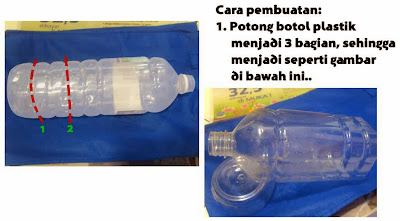 Membuat kerajinan  dari  botol  plastik yang digunakan untuk 