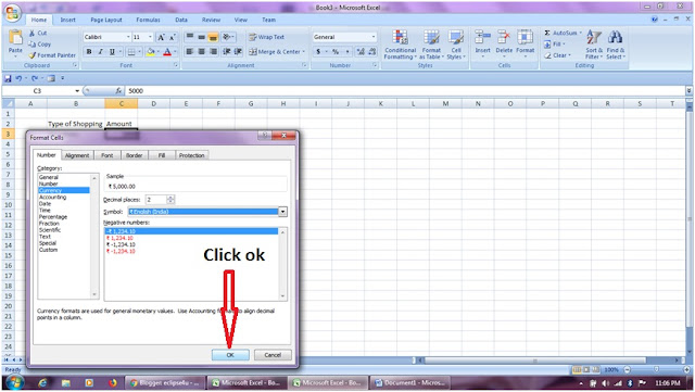 Rupee symbol in MS Office Excel 2007