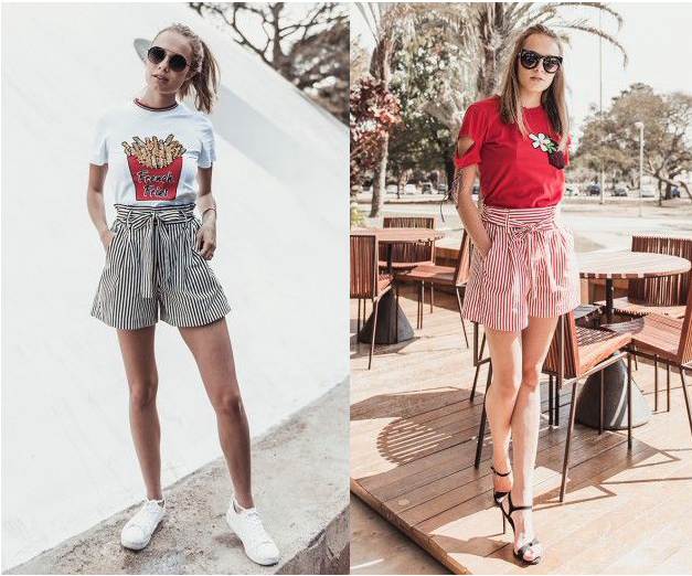 short de linho com tenis