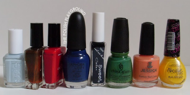 Essie, American Apparel, Sephora by OPI, Born Pretty Store Sweet Color, China Glaze, Jessica, Nicole by OPI
