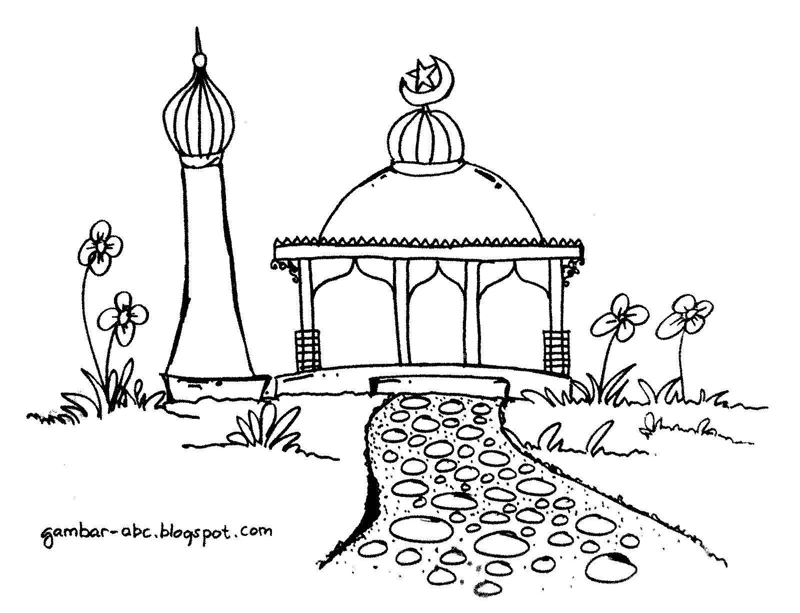 sketsa gambar mewarnai islami