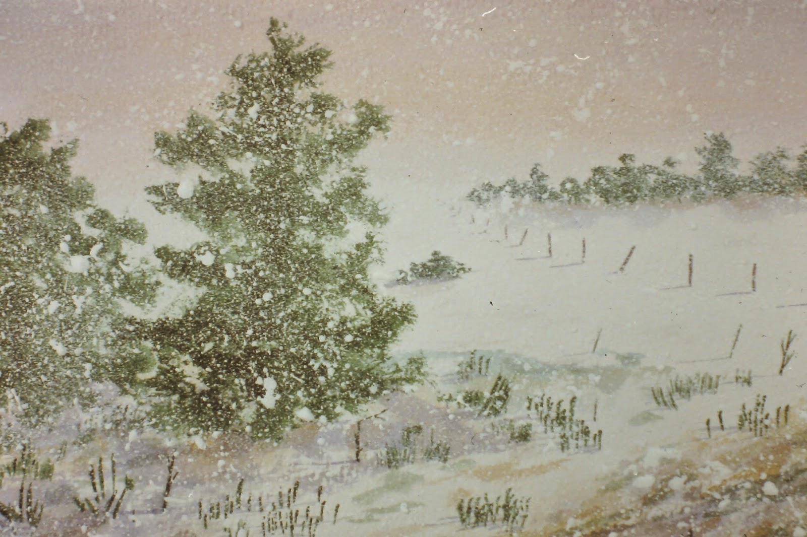 Back Road, near Little Keithock Farmhouse, Angus, Scotland  30x40 inches. Watercolor on paper, c. 1992.  In a private collection in San Diego, California