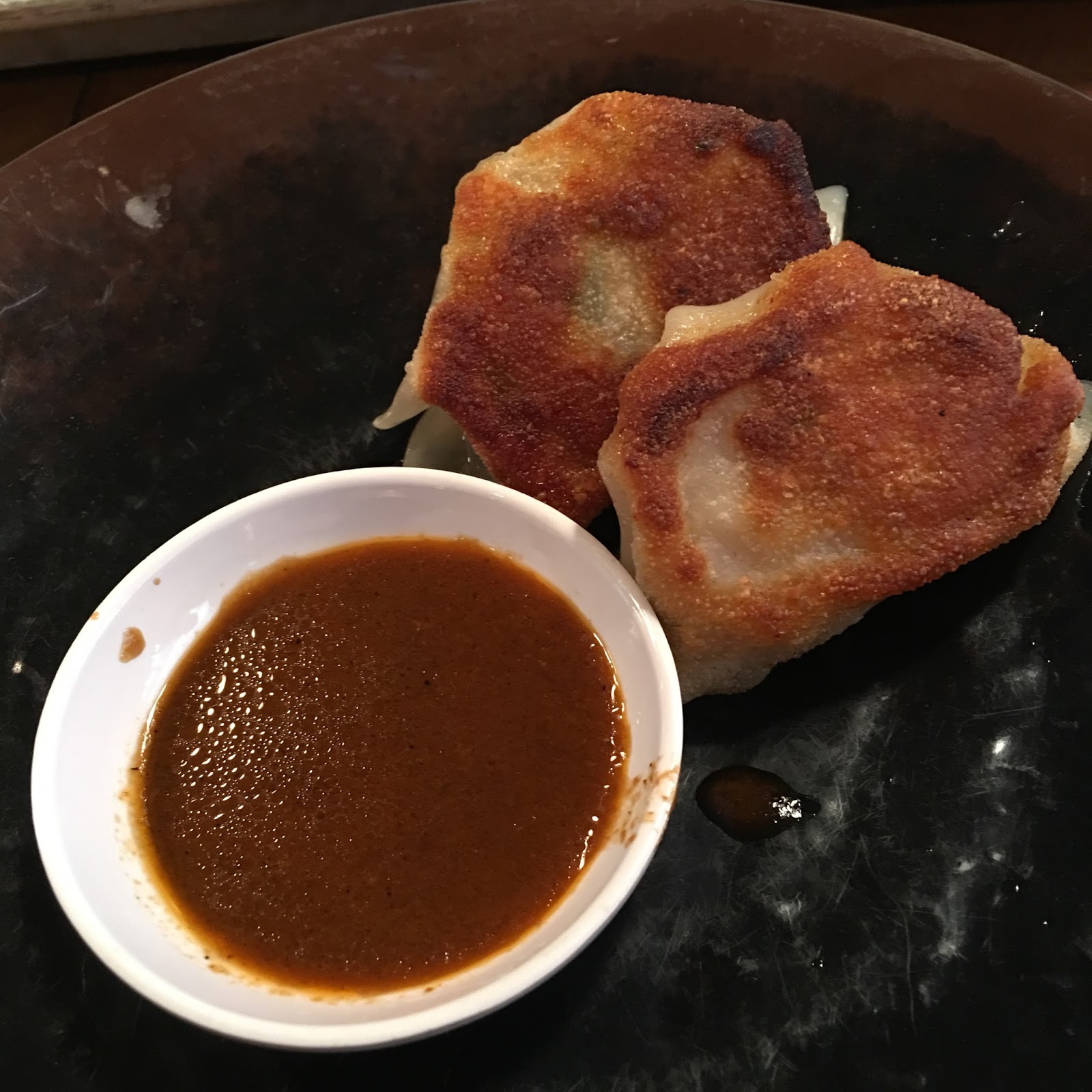 Mama Chang's Pork and Chive Dumplings with Black Pepper-Scallion Sauce