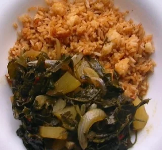 Pumpkin Leaves Stew and Rice