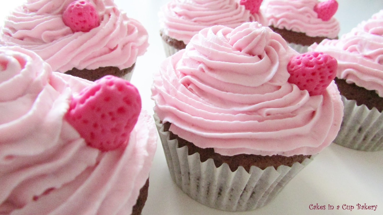 Cakes In A Cup Bakery CUPCAKES CHOCOLATEADOS CON FROSTING DE FRAMBUESA