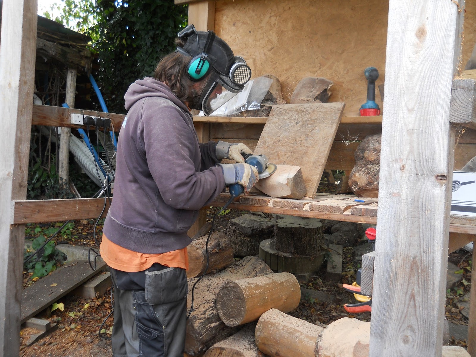 Carving a kestrel and a nuthatch for 'Woodland Arts' Carvings with