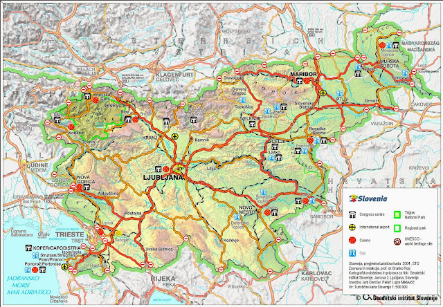 Mapa da região de Liubliana – Eslovênia