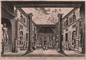 An engraving by the Dutch artist Hieronymus Cock of the inner courtyard of the Palazzo Valle