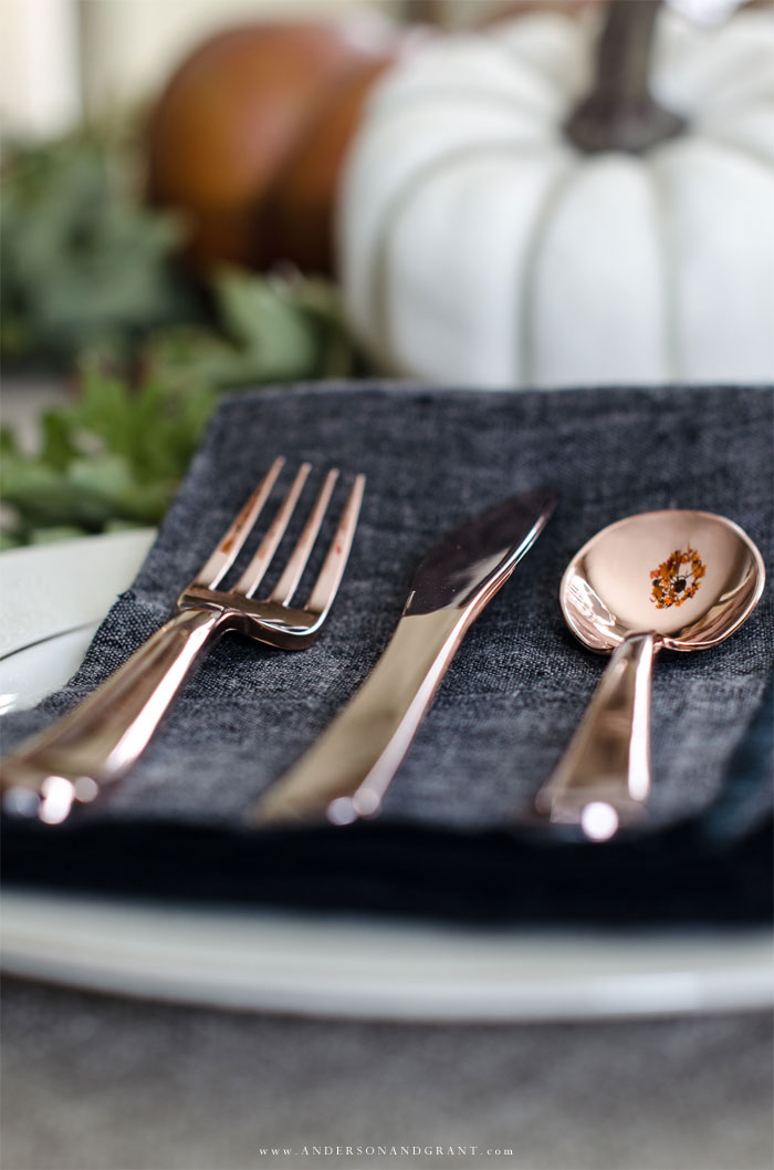 Five basic tips to help you set an interesting Thanksgiving table using what you already have.  | www.andersonandgrant.com