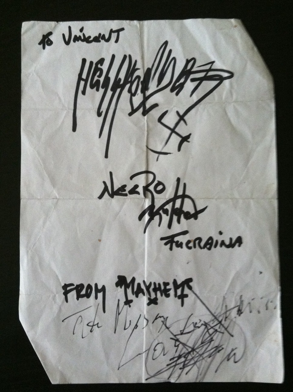 Black Metal Museum: Mayhem autographs