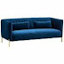Rivet Frederick Mid-Century Modern Tufted Velvet Sectional Sofa Couch, 77.5"W, Navy Blue