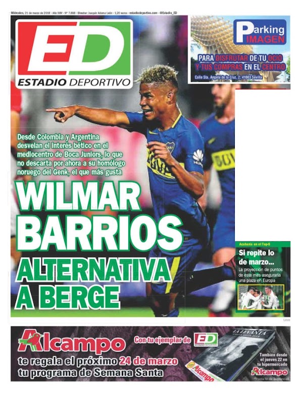 Betis, Estadio Deportivo: "Wilmar Barrios, alternativa a Berge"