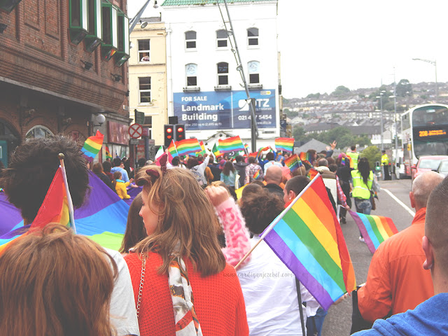 People marching In the cork pride parade