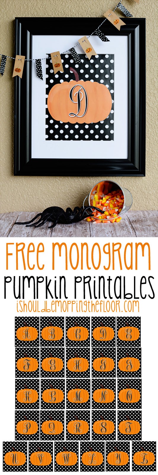 Free Monogram Pumpkin Printables | A-Z Available | 8x10 | Instant Downloads