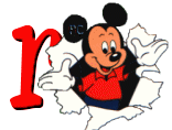 Alfabeto de Mickey Mouse en diferentes posturas y vestuarios r.