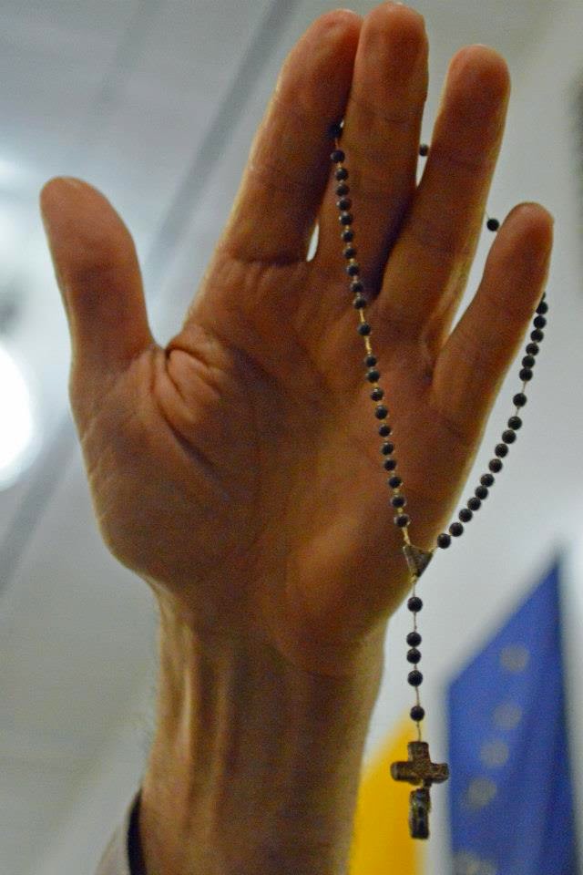 Fr Michael Shields and Bronislava s rosary made of bread and ash Sept 2014 Alaska